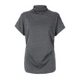 thumbnail image 3 of Blouse Décontractée en Coton à Manches Courtes Col Roulé pour Femmes, T-shirt Grande Taille, 3 of 4