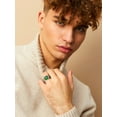 thumbnail image 5 of Bestyle Created Emerald Signet Rings for Men Stainless Steel Thumb Pinky Rings Father's Day Birthday Gifts for Dad Son Husband Size 7-14, 5 of 9