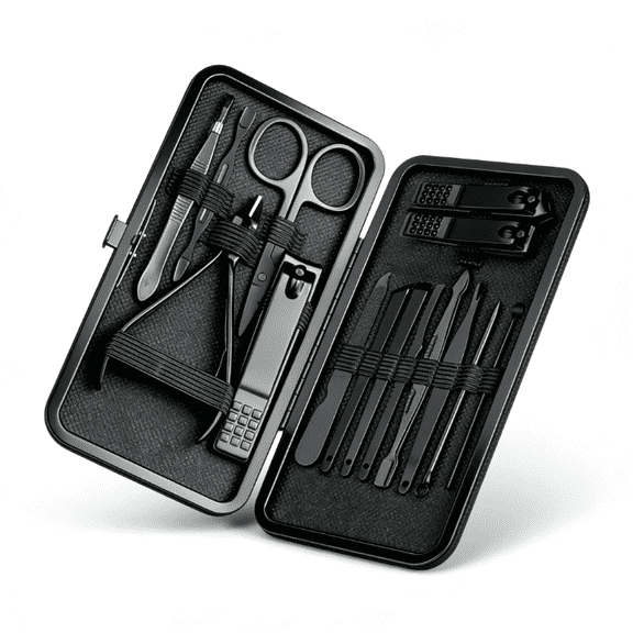 15-in-1 Travel Nail Care Kit – Professional Manicure & Pedicure Tools Set with Portable Case for Home & On-the-Goc