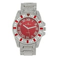 thumbnail image 2 of Baguette Cut Diamond Crystal Bling'ed Out Mens Watch Miami Iced Out Cuban Bracelet - No Reasonable Doubt This is The Jewerly Accesories to Flaunt The Wealth - ST10372C (ST10414M-105-PNP/RED), 2 of 6