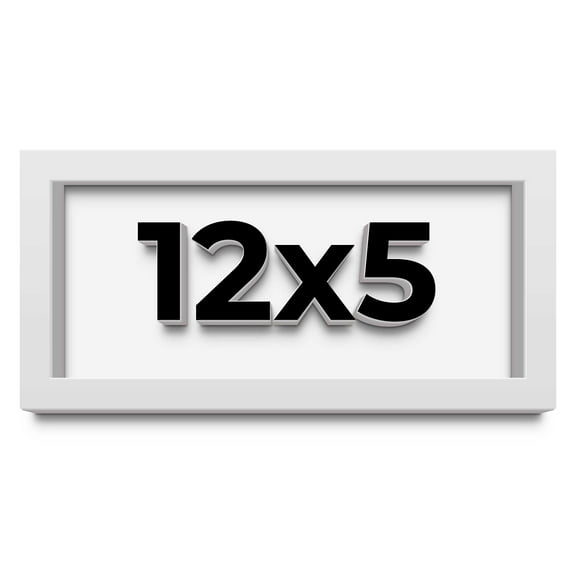 12x5 IN Shadow Box Frame White | 1 Inches Deep Real Wood Contemporary Shadowbox Display Frame | UV