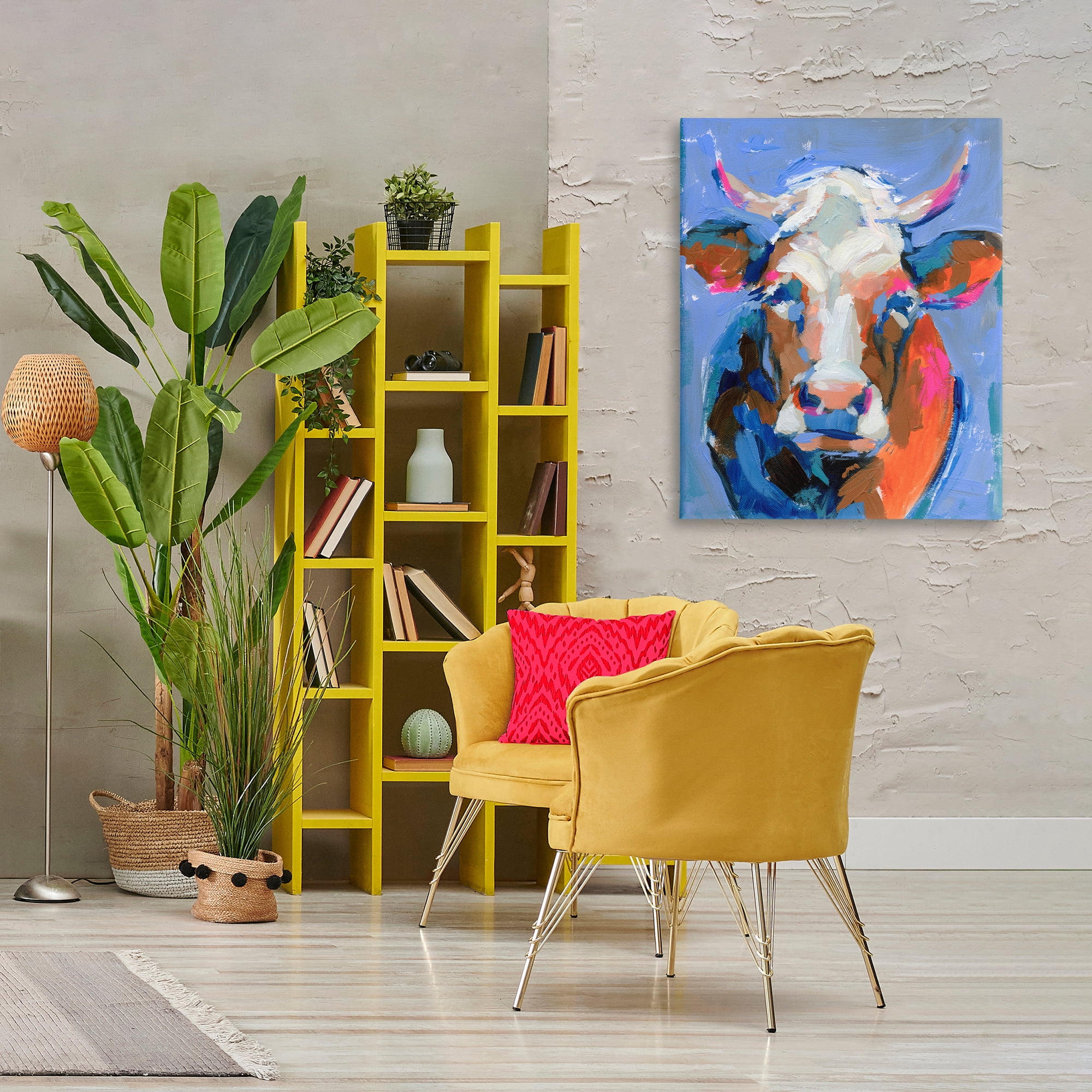 Stupell Industries Bold Paint Strokes Cow Animals & Insects Painting Gallery Wrapped Canvas Art Print Wall Art, 30 x 40
