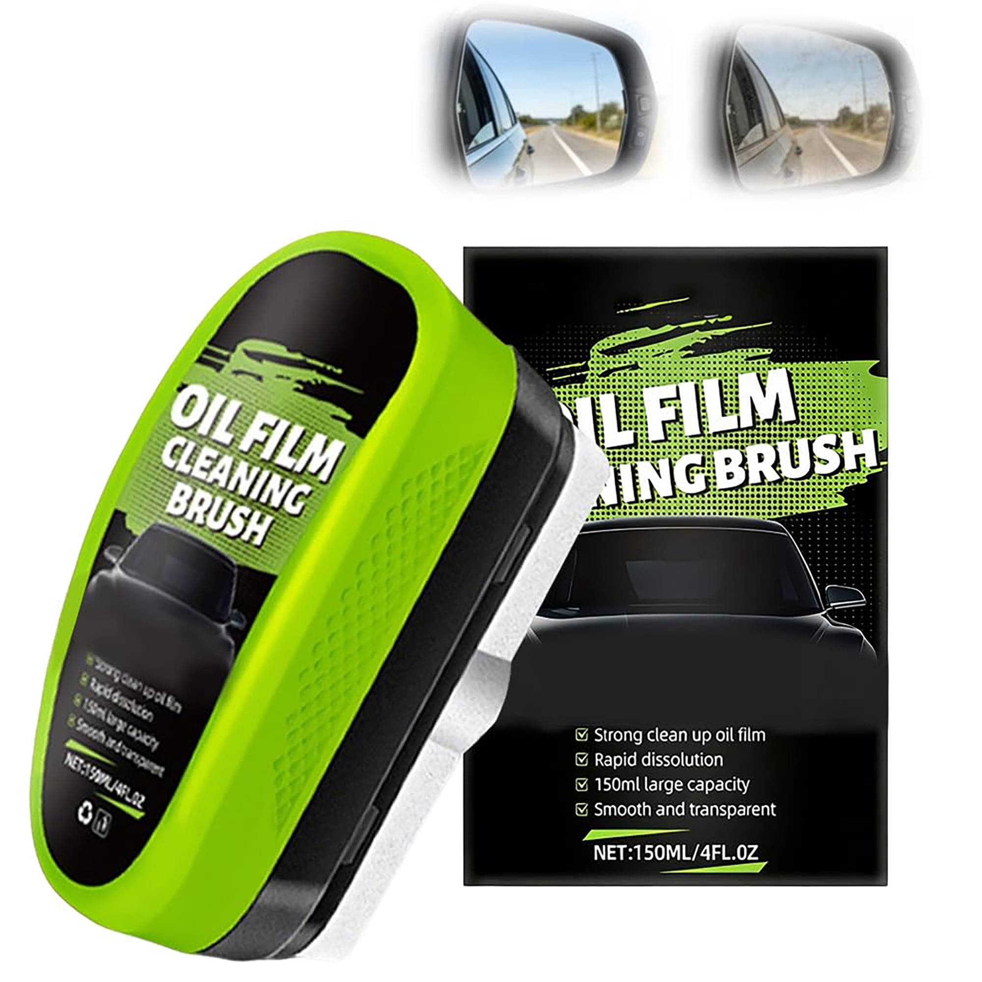 Automotive Oil Film Cleaning Brush with 150ml Glass Cleaner Car Windshield Oil Film Remover for Windows and Mirrors Anti-Fog Clear Vision Tool