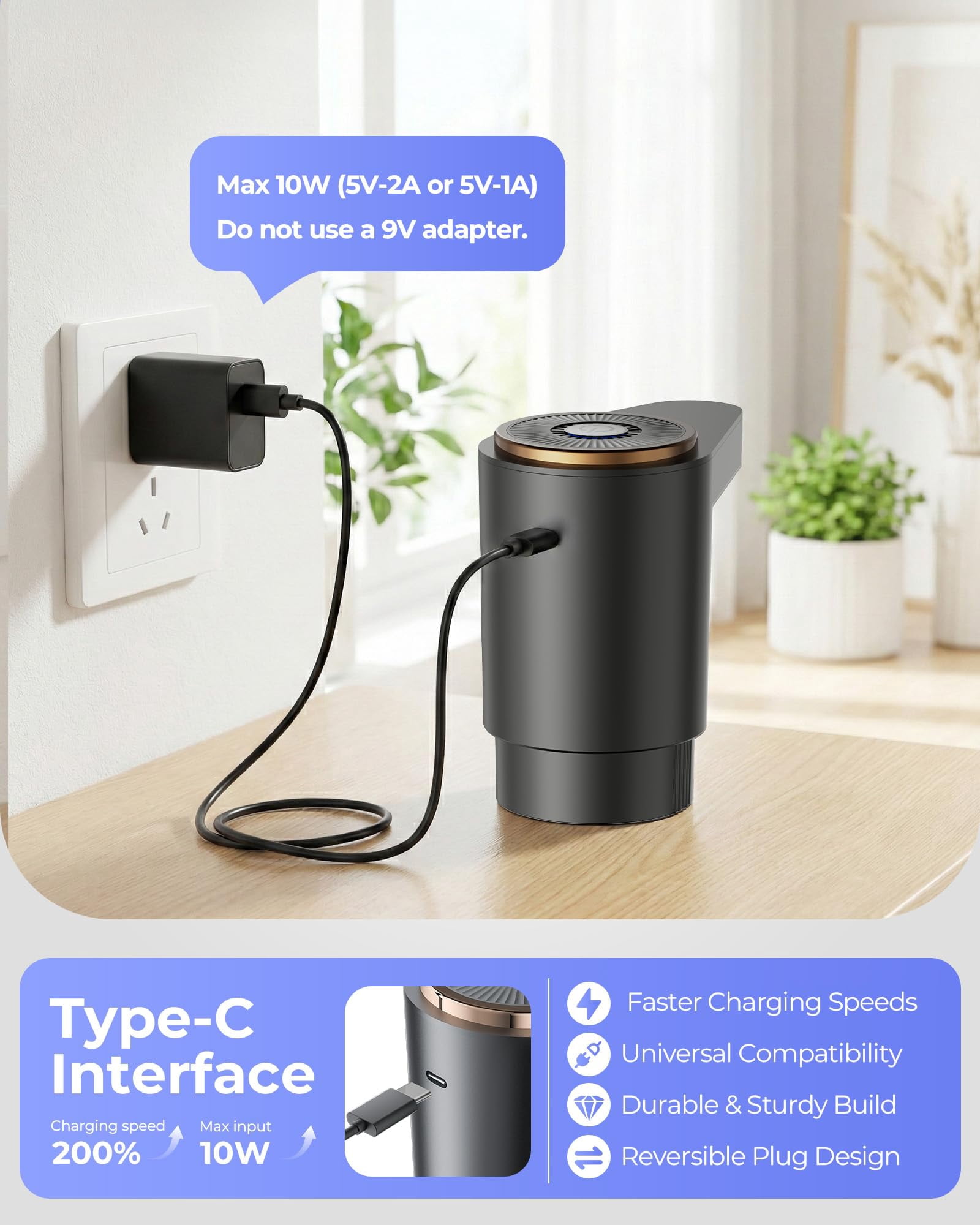 Water Jug Pump for 5 Gallon Bottles,Portable Electric USB-C Dispenser, Dual Motors, Fast Flow, Fits 2–5 Gallon Jugs, Ideal for Home, Office, Camping and RV