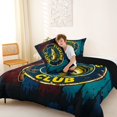 thumbnail image 4 of Castle Fairy Distressed Wood Fishing Club Sign Full Size Comforter Sets 3-Piece,Largemouth Bass Vintage Round Emblem Bedding Comforter Set,Teal Brown,Black Reversible,1 Comforter and 2 Pillowcases, 4 of 6