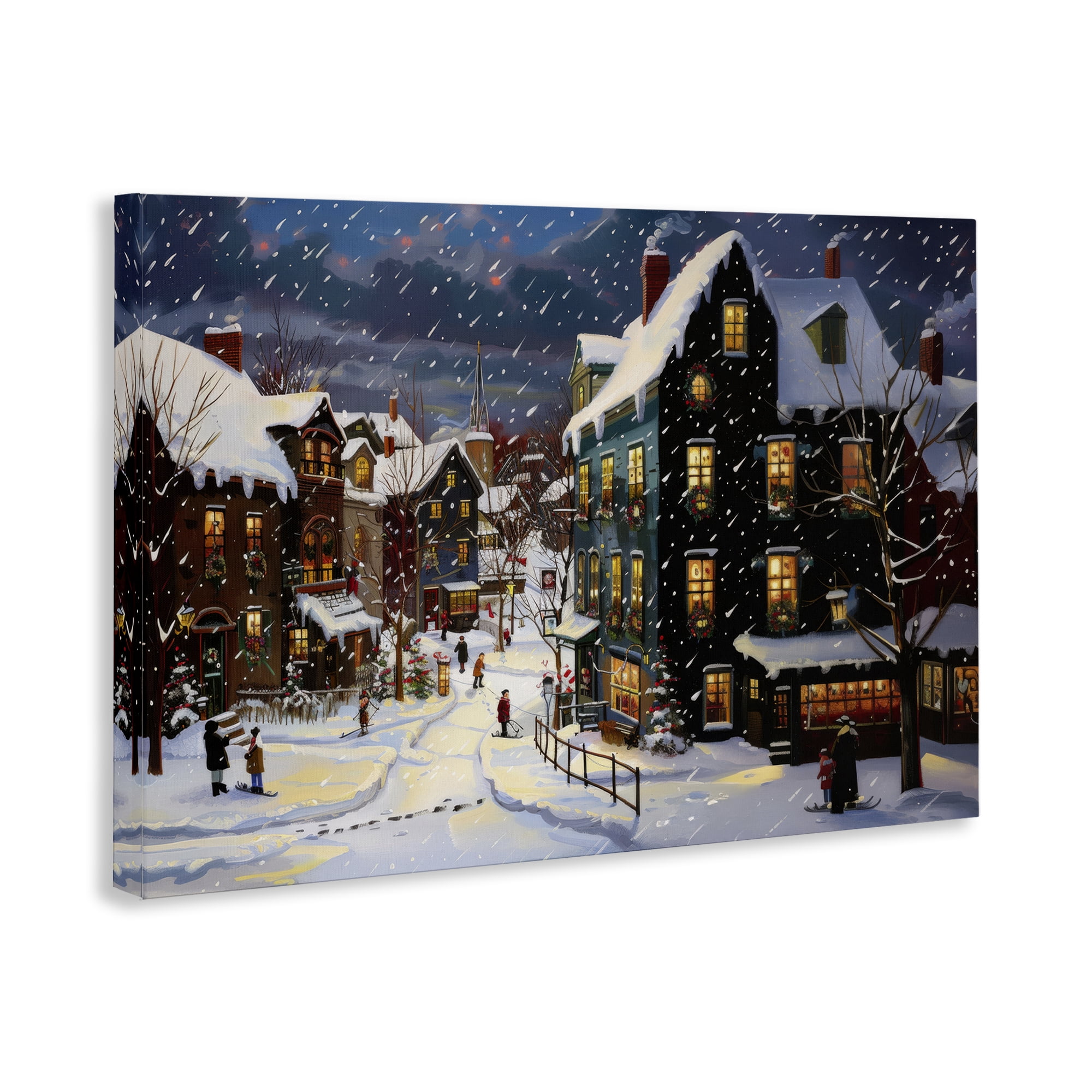 Stupell Industries Frozen Urban Charm Town & City Painting Gallery Wrapped Canvas Art Prints Wall Art, 30 x 20