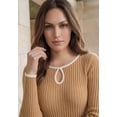 thumbnail image 2 of Jessica London Women's Plus Size Ribbed Keyhole Pullover Sweater, 2 of 4