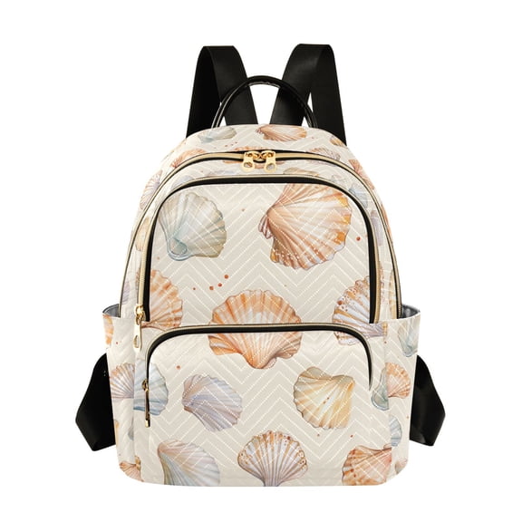 FORMRS Mini Backpack Purse for Women Travel Daypack Casual Shoulder Bag, Beige Seashell