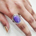 thumbnail image 5 of Natural Charoite Ring, Purple Charoite Ring, Natural Birthstone, Designer Band, 925 Sterling Silver, Womens Ring, Christmas, Thanksgiving, Handmade, Statement Jewelry, Natural Gemstone Ring, 5 of 6