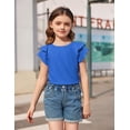 thumbnail image 5 of Arshiner Girls T Shirts Ruffle Short Sleeve Round Neck Loose Blouse Summer Solid Color Casual Girl Tee Tops, 5 of 6
