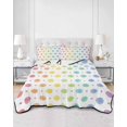 thumbnail image 2 of Quilts Full Size Bedding Set, Colorful Polka Dot Lightweight Quilted Comforter, Cartoon Watercolor Geometric Soft Reversible Bedspread Coverlet with Pillow Covers for All Season, 78" x 90", 2 of 7