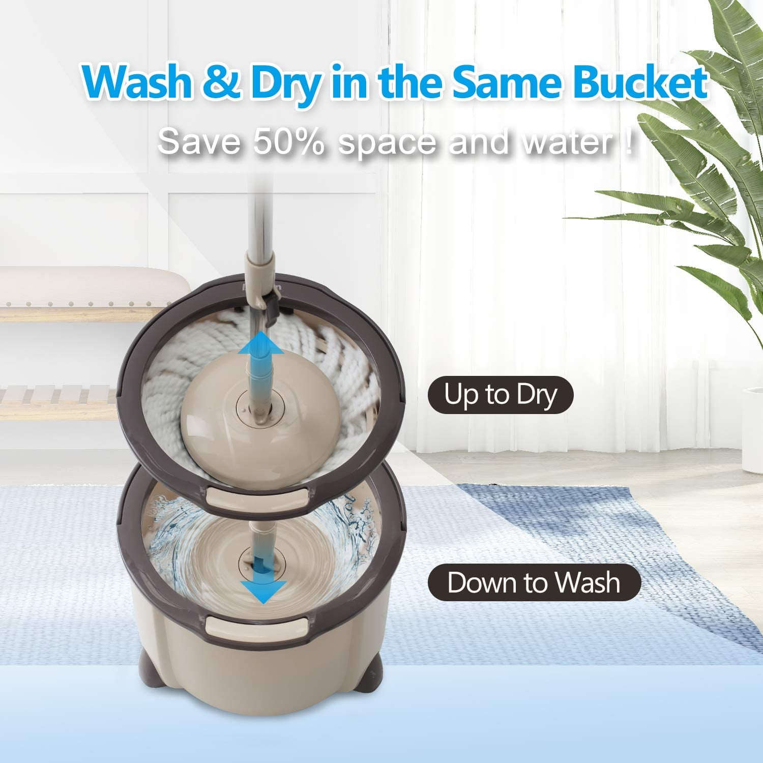 Buy Eyliden Microfiber Spin Mop with Bucket, 360 Spin Rapid Dehydration