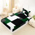 thumbnail image 5 of Castle Fairy Geometric Offset Rectangle Block Twin Sheets 3pcs,Minimalist Mosaic Bedding,Forest Gray Black,1 Flat Sheet, 1 Fitted Sheet and 1 Pillowcase, 5 of 7