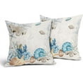 thumbnail image 2 of Summer Blue Seashell Square Pillow Covers 18X18 Inch Starfish Coral Ocean Beach Decorative Linen Coastal Seasonal Pillow Cases Set of 2 Holiday Home Decor for Sofa Couch Cushion Outdoor, 2 of 6