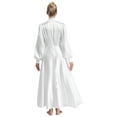 thumbnail image 2 of Yeahdor Robe de Pasteur d'Église pour Femmes Robe Longue Manches Bouffantes en Satin Robe Évasée Danse Liturgique Blanche L, 2 of 7