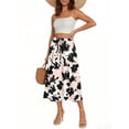 thumbnail image 2 of WTOBBY Women's Casual Bohemian Floral Print Skirt Temperament Pocket Design, Stylish Comfortable Skirt for Women Outdoor Cafes Shopping and Weekend Outfits,Beige L, 2 of 4