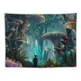 thumbnail image 5 of Creowell  Enchanted Forest Tapestry Mushroom Plant Fairy Tale Tree Jungle Landscape Wall Hanging Living Room Bedroom  40x30inch, 5 of 6