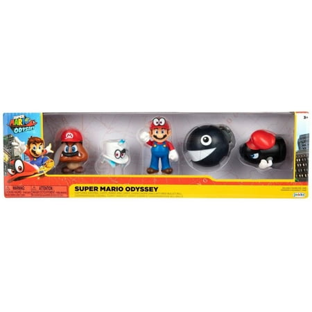 World of Nintendo Super Mario Odyssey Captured Goomba, Cappy, Mario & Cappy, Chain Chomp & Captured Bullet Bill Mini Figure 5-Pack