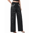 thumbnail image 2 of Women'S High Waisted Jeans Boyfriend Baggy Wide Straight Leg Casual Denim Pants Trousers Black XS, 2 of 9