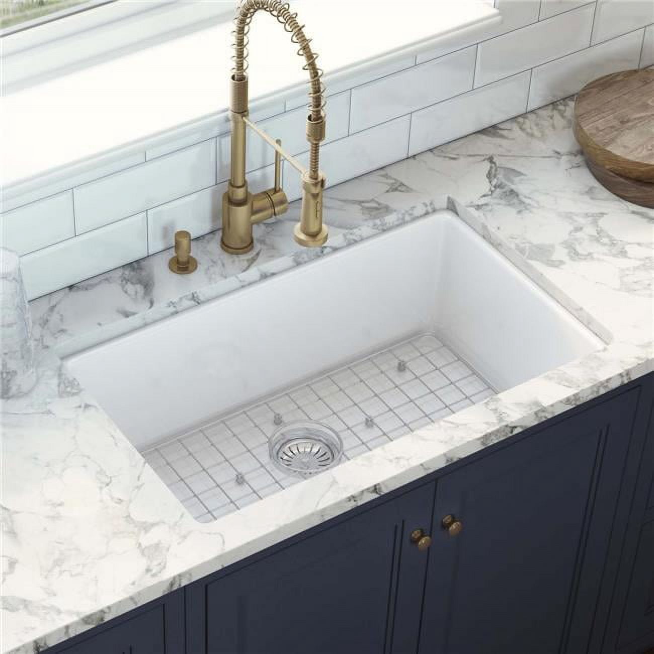 30 in. Fireclay Undermount & Drop-in Topmount Single Bowl Kitchen Sink - White