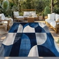 thumbnail image 3 of Fsddascl Blue Abstract Art Outdoor Rug for Patio/Deck/Porch, Non-Slip Large Area Rug 4 x 6 Ft, Black Navy Blue Geometric Indoor Outdoor Rugs Washable Area Rugs, Reversible Camping Rug Carpet Runner, 3 of 5