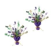 Beistle Mardi Gras Gleam 'N Burst Centerpieces 2 Piece, 15", Green/Gold/Purple