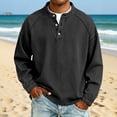 thumbnail image 4 of Men's Vintage Shirts Casual Solid Distressed Washed Long Sleeve Tops Spring Fall Wear Stand Collar Button Henley Shirts Daily Outfit, 4 of 6