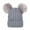 Grey, variant on Kids Winter Beanie Cap with Double Faux Fur Pom Poms - Thickened Cotton Lined, Solid Color, Knitted Bobble Hat for Boys and Girls