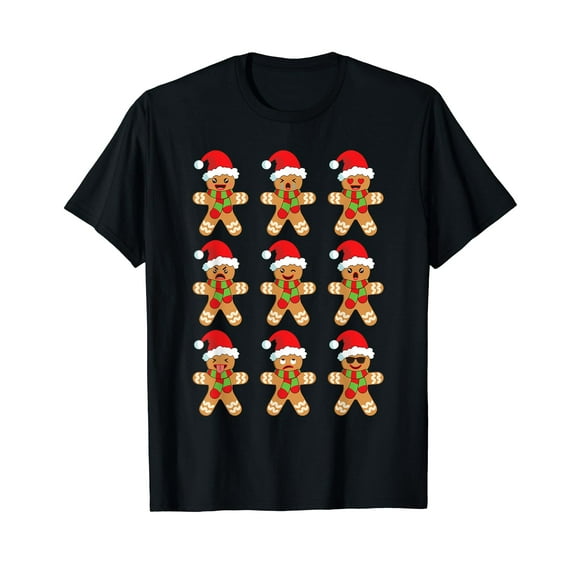 Gingerbread Shirt Funny Cute Christmas Gingerbread Man Black T-Shirt