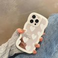thumbnail image 5 of Korean Lovely White Heart Makeup Mirror Case For iPhone 14 15 Pro Max 13 11 12 14 Plus XS X XR Shockproof Soft Cover, 5 of 5