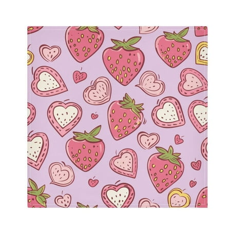 

JSTEL Strawberry Hearts Cloth Napkins Set of 4 20x20 Inch Washable and Reusable Napkin for Decoupage Dinner Party Everyday Use