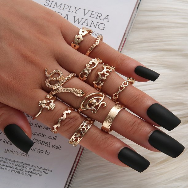 Conjuntos de anillos Vintage para nudillos para mujer, anillos con figura geométrica de piedra de cristal bohemio para mujer, regalo de joyería bohemio 2021 Dengxun unisex