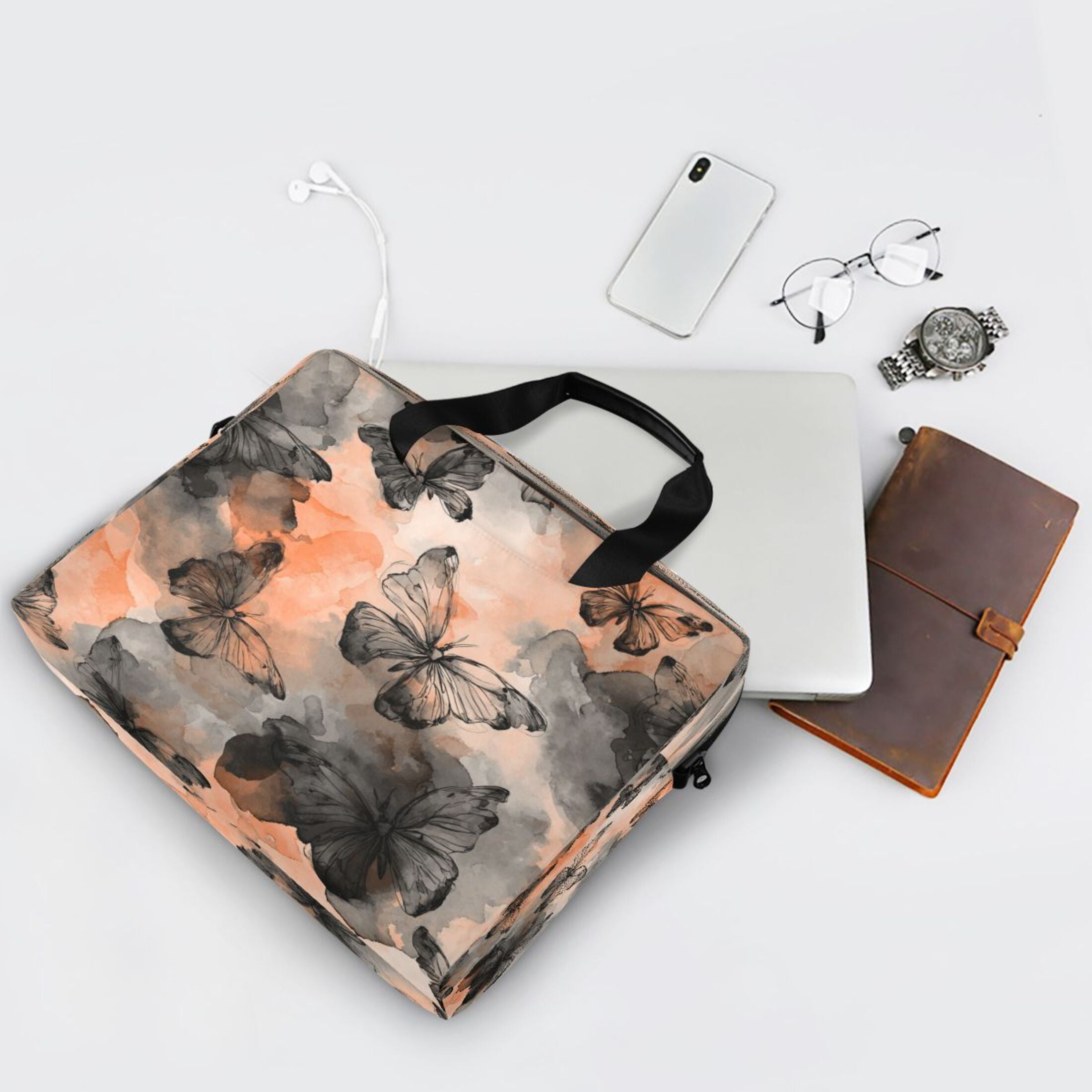 Laptop Bag Laptop Briefcase 15.7 x 3 x 11.8 Inches Laptop Bag Briefcases Laptop Storage Travel Laptop Bag Work Laptop Bag Grey Butterfly