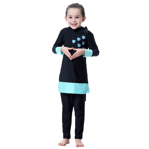 Swim Suits for Toddler Girls 2026 Full Coverage Long Sleeve Rash Guard With Pants Muslim Kids Bathing Suit Size 2-3 Years