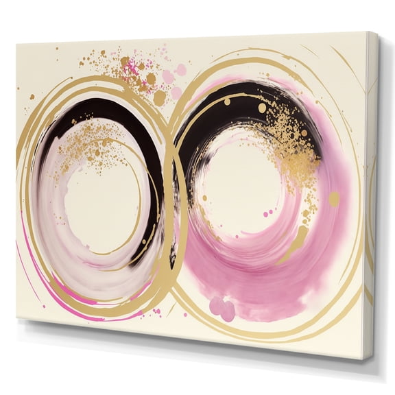 Designart Pink And Gold Curves III Canvas Wall Art