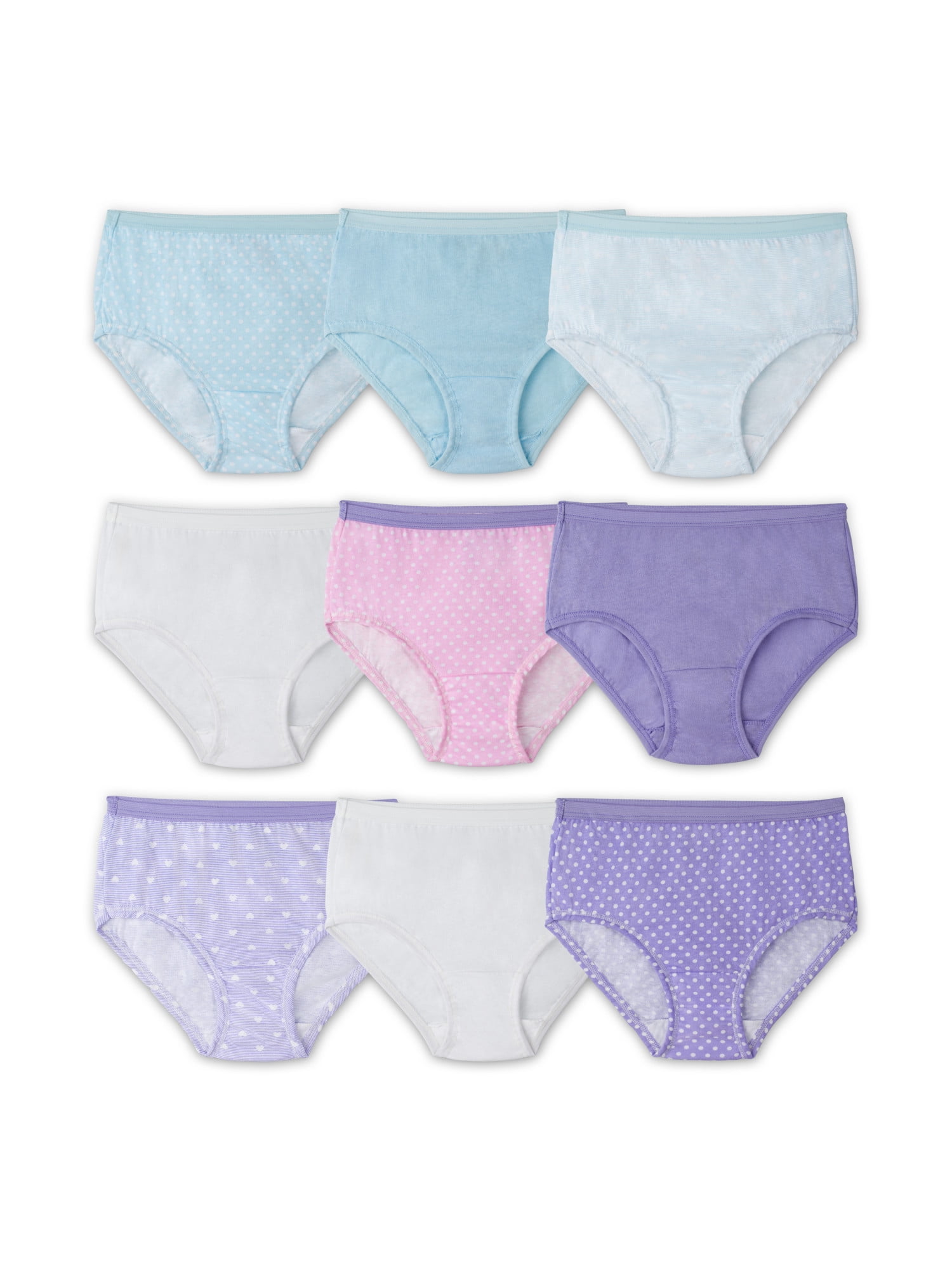 Assorted Cotton Brief Underwear, 9 Pack (Little Girls & Big Girls)