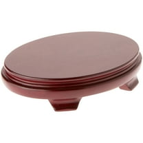 Plymor Red Oval Wood Veneer Footed Display Base, 7.375" W x 5.5" D x 1.5" H (7.25" x 5.25" Display Area), Pack of 3