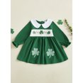 thumbnail image 2 of Loicainy Kids Toddler Girls Irish Dress, 6 12 18 24 Months 2T 3T 4T 5T Long Sleeve Dress Doll Collar Shamrock Embroidery Fall Dresses, 2 of 9