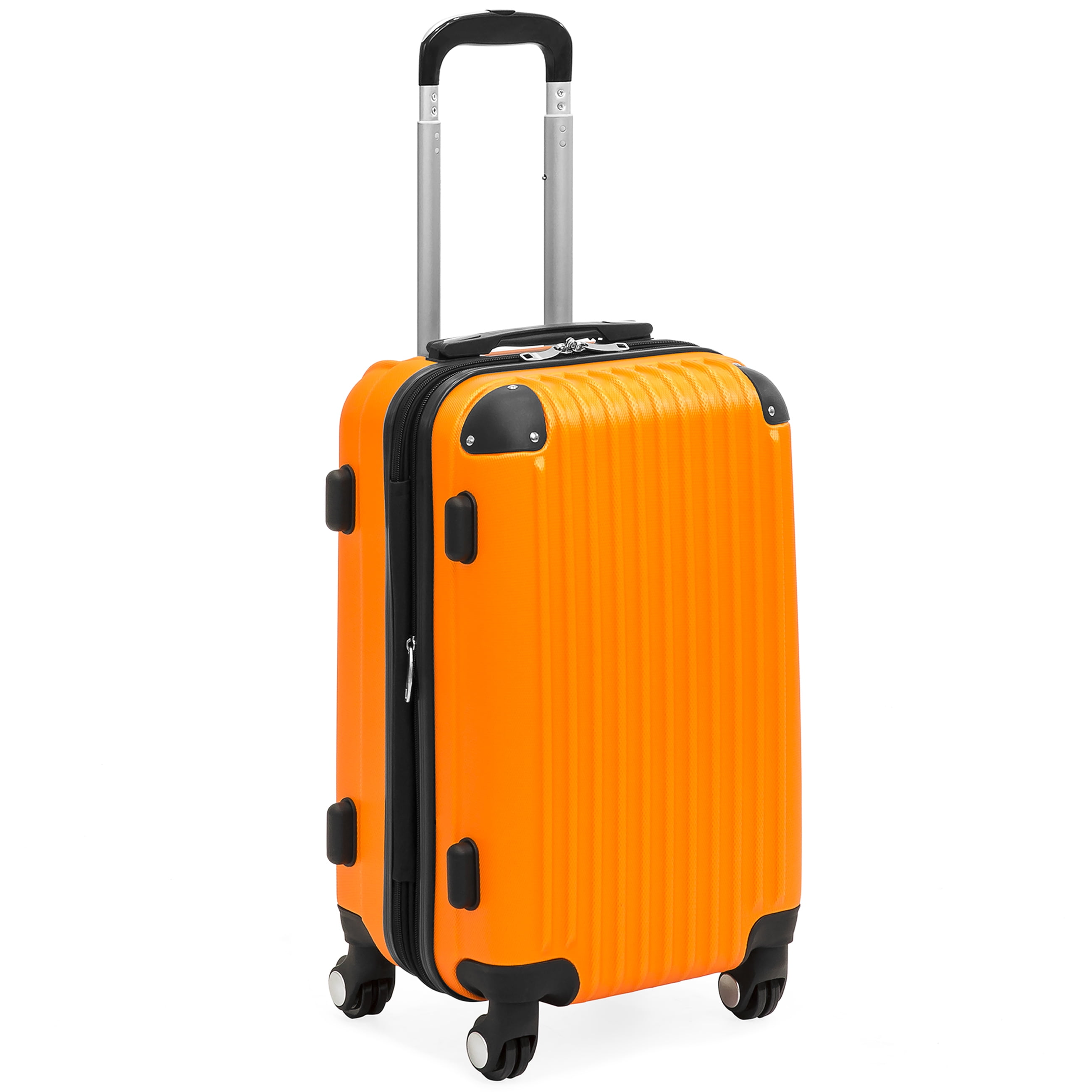 orange hard shell suitcase