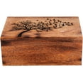 thumbnail image 3 of Wooden Box Funeral Cremation Urns for Human Ashes Adult Large - Burial Urns for Columbarium - Tree of Life Flying Bird (250 Cubic Inches, Antique), 3 of 3