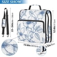 Blue Ink Flowers Leaves Binder Bag with Shoulder Strap 3 Ring Zipper ...