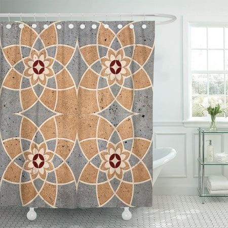 PKNMT Clay Floor Tiles Porcelain Ceramic Geometric Pattern for Shower Curtain 60x72