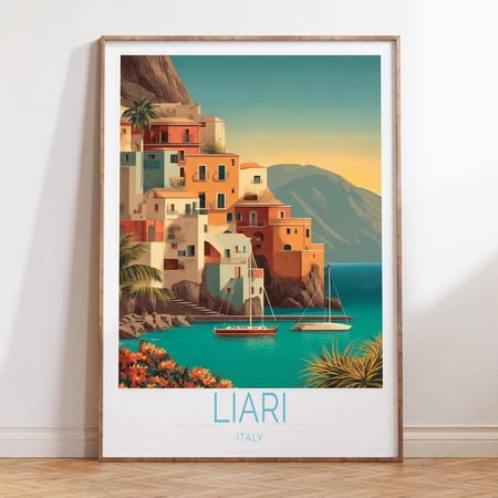Liari Italy Traditional European Town Wall Art, Unframed Paper Print Size 8x12