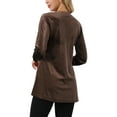 thumbnail image 3 of INSPIRE CHIC Women's Velvet Top V Neck Long Sleeve Casual Loose Fit Blouse T-Shirt XL Coffee, 3 of 5