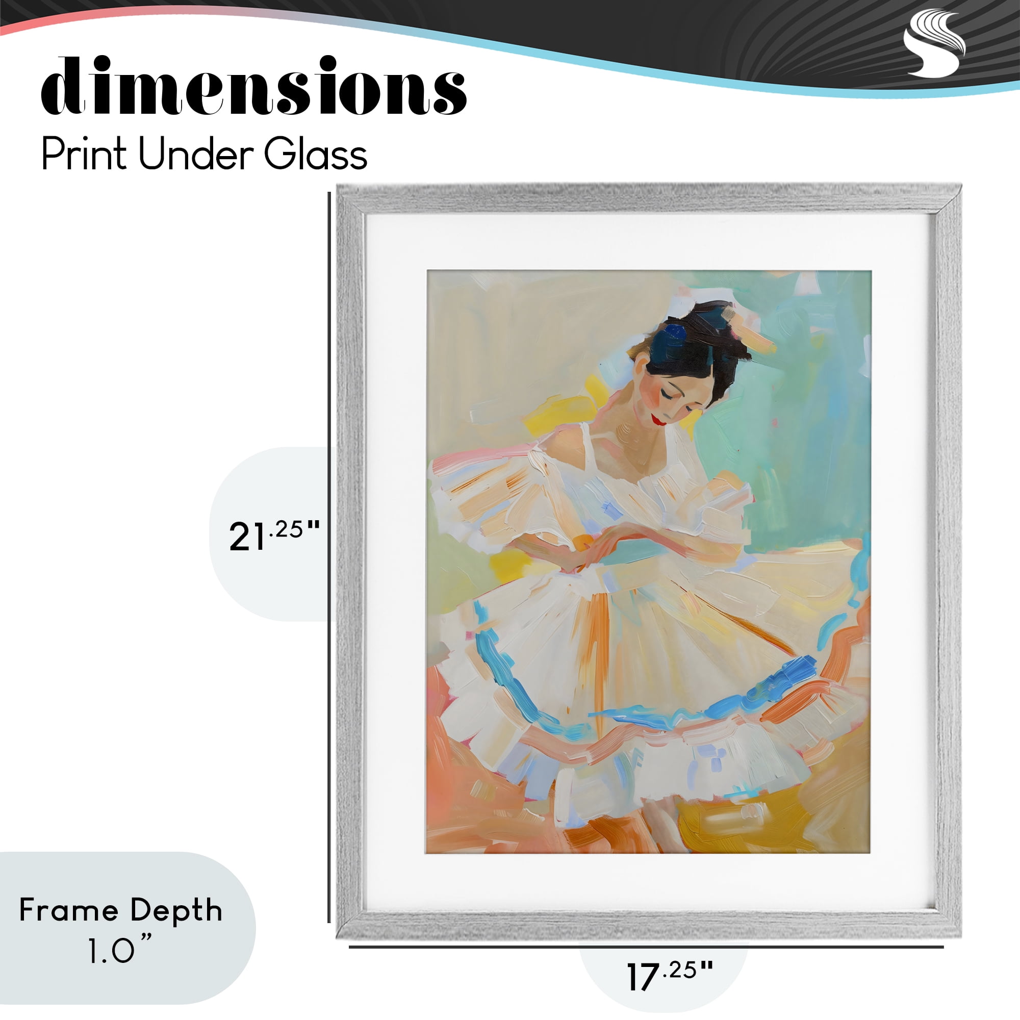 Stupell Industries Dancer with Flowing Dress Gray Framed Print Under Glass, design by The Prints Vibe