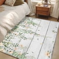thumbnail image 4 of Spring Flowers Area Rugs 3x5 ft Watercolor Beige Floral Falling Green Leaf Plant Wood Grain Washable Rug Non Slip Indoor Carpet Absorbent Floor Mat for Living Room Bedroom Dining Room, 4 of 9