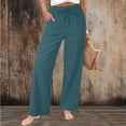 thumbnail image 2 of CAIXIA Wide Leg Pants for Women Flowy Palazzo Drawstring Elastic Waist Trousers with Pockets Summer Beach Vacation Clothes, 2 of 7