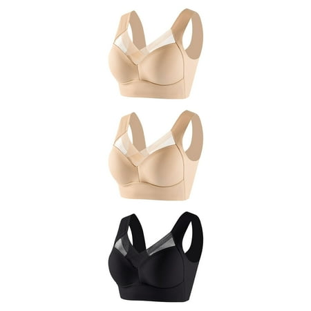 Lisbinx Plus Size Bras for Women Underwire Underwear Thin Lace Solid Color Push-up Adjustment Bra Holiday Deals