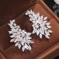 thumbnail image 2 of AEXTO Stud Earrings Marquise and Round Cubic Zirconia Rhinestone Cluster Earrings 925 Sterling Silver Post Hypoallergenic for Women, Brides, Bridesmaid, 2 of 5