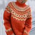 thumbnail image 2 of Turtleneck Sweater Women's Knitted Isle Print Retro Sweater Casual Loose High Collar Long Sleeve Lightweight Cropped Sweater Sweaters For Women, 2 of 4